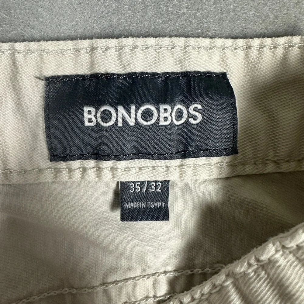 Bonobos Pant Mens 35x32 Straight Leg Cotton Linen Blend Off White Stone Jean Cut